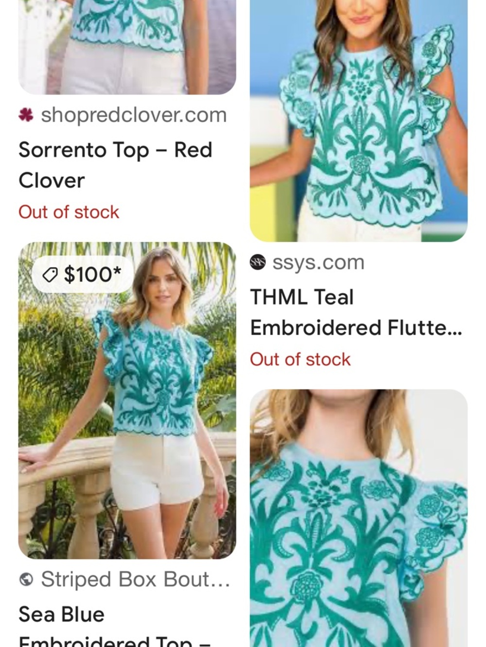 THML Aqua Embroidered Flutter Sleeve Top in ladies L - Picture 3 of 10